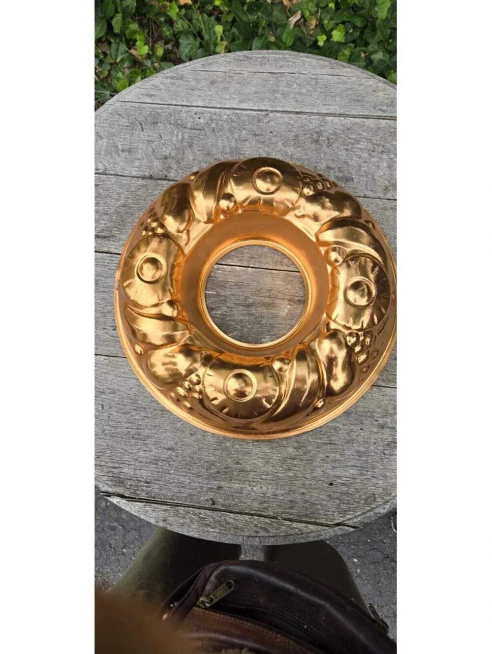 Vintage Copper Tone Fruit Wreath Cake Jello Mold Wall Hanging Decor 13